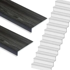 Outlet Stepwood Traprenovatie set - rechte trap - 13 treden SPC toplaag Antraciet