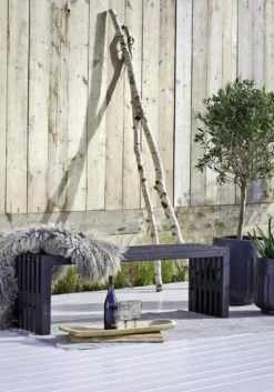 Outlet Plus Danmark Tuinbank Rustik - Dennenhout zwart gebeitst - 138 x 36 x 45 cm