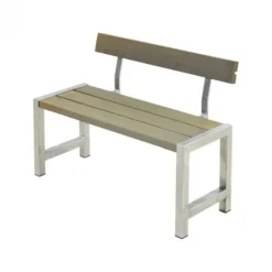 Outlet Plus Danmark Tuinbank vuren Café - Hout & Staal gegrond grijsbruin met rugleuning - 50 x 127 x 75 cm