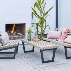 Outlet Plus Danmark Tuinbank/tafel Siesta - Dennenhout grijs gebeitst - 138 cm breed