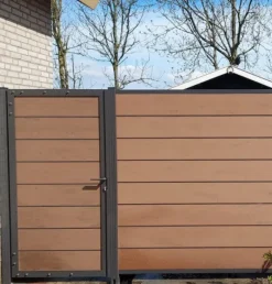 Discount C-Wood Tuindeur aluminium antraciet frame Modular - composiet bruin gevlamd (90 x 180 cm)