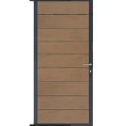 Outlet C-Wood Tuindeur aluminium antraciet frame Modular - composiet bruin gevlamd (90 x 200 cm)