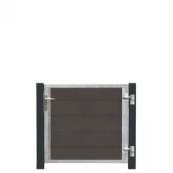 Clearance Plus Danmark Tuindeur composiet Futura antraciet in stalen frame rechts met zwart/grijze palen (115 x 91 cm)