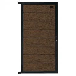 Clearance Elephant Tuindeur composiet Modular co-ex dark brown met zwart alu frame compleet (90 x 180 cm)