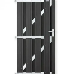 Hot C-Wood Tuindeur composiet Stijl antraciet met blank alu frame incl. hang&sluitwerk (100 x 180 cm)