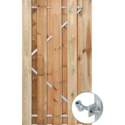 Hot HomingXL Tuindeur grenen recht met stalen frame groen geimpregneerd (120 x 195 cm)