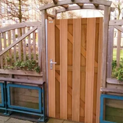 Outlet Elephant Tuindeur hardhout kempas Timber recht rvs (90 x 180 cm) v-groef schermdikte 4,1 cm