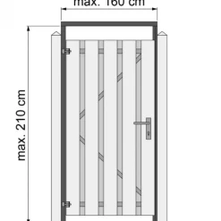 Hot Woodvision Tuindeurkozijn naaldhout met aanslaglat - zwart geïmpregneerd - max 160 cm - geschaafd