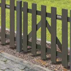 Discount Elephant Tuinhek poort composiet Luxe antraciet met antraciet aluminium frame (100 x 80 cm) incl. beslag