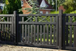 Discount Plus Danmark Tuinhek vuren - Vinesse rechte tuinhekken zwart (150 x 96 cm)