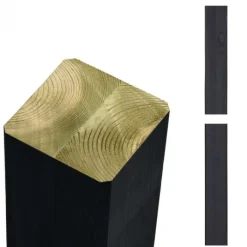 Online Plus Danmark Tuinpaal vuren 9 x 9 cm zwart ongepunt geschaafd