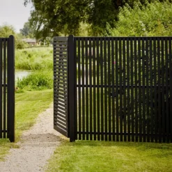 Discount Plus Danmark Tuinpoort vuren - Tokyo louvre recht zwart incl. beslag (100 x 180 cm)