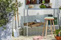 Outlet Plus Danmark Tuintafel verzinkt staal - Oppottafel 40 x 110 x 90 cm