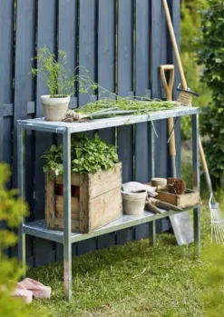 Outlet Plus Danmark Tuintafel verzinkt staal - Oppottafel 40 x 110 x 90 cm