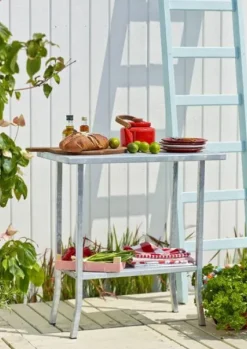 New Plus Danmark Tuintafel verzinkt staal - Oppottafel 45 x 75 x 80 cm