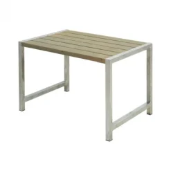 New Plus Danmark Tuintafel vuren Café - Hout & Staal gegrond grijsbruin - 77 x 127 x 73 cm
