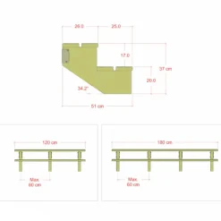 Plus Danmark Tuintrap hout - 2 treden - inclusief treden - 50 x 34 x 180 cm