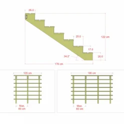 Outlet Plus Danmark Tuintrap hout - 7 treden - inclusief treden - 175 x 119 x 180 cm