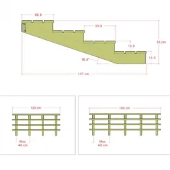 Sale Plus Danmark Tuintrap hout lui - 4 treden - inclusief treden - 157 x 55 x 180 cm