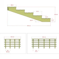 Sale Plus Danmark Tuintrap hout lui - 5 treden - inclusief treden - 196 x 67 x 120 cm