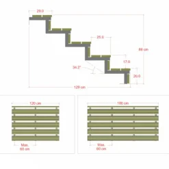 Sale Plus Danmark Tuintrap staal - 5 treden - inclusief treden 180 cm