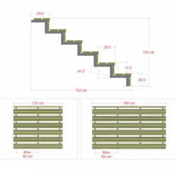 Best Plus Danmark Tuintrap staal - 6 treden - inclusief treden 180 cm
