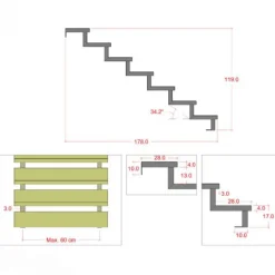 Sale Plus Danmark Tuintrap staal - Trapbalk 7 treden - 178 x 119 cm