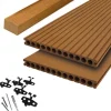 Clearance DuoWood Vlonder totaalpakket composiet semi massief 2,5 x 25 cm - XWB Havana (5 mtr) vlak/grove ribbel