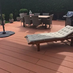 Clearance DuoWood Vlonder totaalpakket composiet semi massief 2,5 x 25 cm - XWB Havana (5 mtr) vlak/grove ribbel