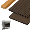 Discount C-Wood Vlonder totaalpakket composiet 2,1 x 25 cm - XXL donker bruin (4 mtr) vlak/grove ribbel