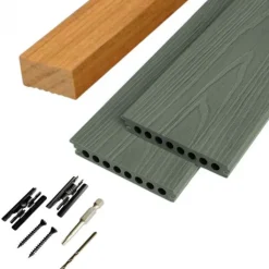 Sale C-Wood Vlonder totaalpakket composiet semi massief co-extrusie 2,1x14 cm Pure Jade (4 mtr) houtnerf