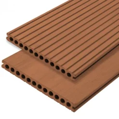 Sale DuoWood Vlonder totaalpakket composiet semi massief 2,5 x 25 cm - XWB Havana (3 mtr) vlak/grove ribbel