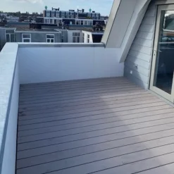 C-Wood Vlonder totaalpakket composiet 2,1 x 14 cm steengrijs gevlamd (5 mtr) vlak/grove ribbel