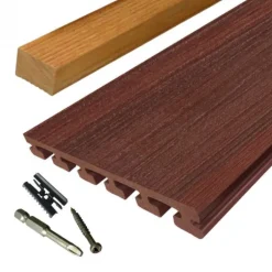 Hot Eva-Last Vlonder totaalpakket composiet 2,5 x 21 cm Padoek (5 mtr) vlak/schorsmotief