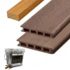 Sale C-Wood Vlonder totaalpakket composiet 2,5 x 14 cm bruin (5 mtr) fijne ribbel/geborsteld