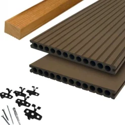 Best DuoWood Vlonder totaalpakket composiet semi massief 2,5 x 25 cm - XWB Douala (3 mtr) vlak/grove ribbel