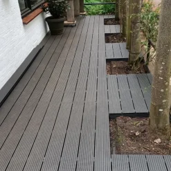 Online C-Wood Vlonder totaalpakket composiet 2,1 x 14 cm antraciet (4 mtr) vlak/grove ribbel