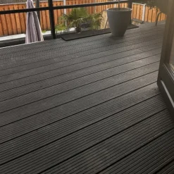 Online C-Wood Vlonder totaalpakket composiet 2,1 x 14 cm antraciet (4 mtr) vlak/grove ribbel