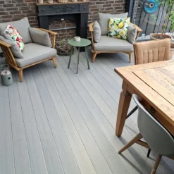 Online Elephant Vlonder totaalpakket composiet semi massief co-extrusie 2,1 x 14 cm Dark Grey (4 mtr) houtnerf