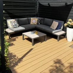 Best DuoWood Vlonder totaalpakket composiet 2,1 x 14 cm teak bruin (3 mtr) vlak/grove ribbel