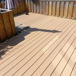 Best DuoWood Vlonder totaalpakket composiet 2,1 x 14 cm teak bruin (3 mtr) vlak/grove ribbel