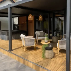 Best DuoWood Vlonder totaalpakket composiet 2,1 x 14 cm teak bruin (3 mtr) vlak/grove ribbel