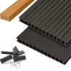 Outlet C-Wood Vlonder totaalpakket composiet semi mass. 2,5x25cm XXL antraciet (4mtr) grove ribbel/geborsteld
