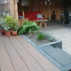 Sale DuoWood Vlonderplank composiet 2,5 x 25 cm - XWB Bicolor Douala vlak en grove ribbel