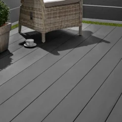 C-Wood Vlonderplank composiet 2,5 x 19 cm antraciet grove ribbel en vlak geschuurd