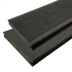 Hot Elephant Vlonderplank composiet massief 1,9 x 14 cm antraciet vlak en grove ribbel