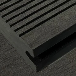 Hot Elephant Vlonderplank composiet massief 1,9 x 14 cm antraciet vlak en grove ribbel