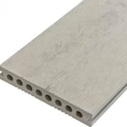 Discount C-Wood Vlonderplank composiet semi massief 2,1 x 14 cm steengrijs gevlamd (4 mtr) fijne ribbel en vlak