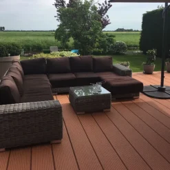 Sale DuoWood Vlonderplank composiet semi massief 2,5 x 25 cm - XWB Havana vlak en grove ribbel