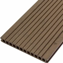 Clearance C-Wood Vlonderplank composiet semi massief 2,5 x 25 cm - XXL bruin gevlamd (4 mtr) grove ribbel/geborsteld
